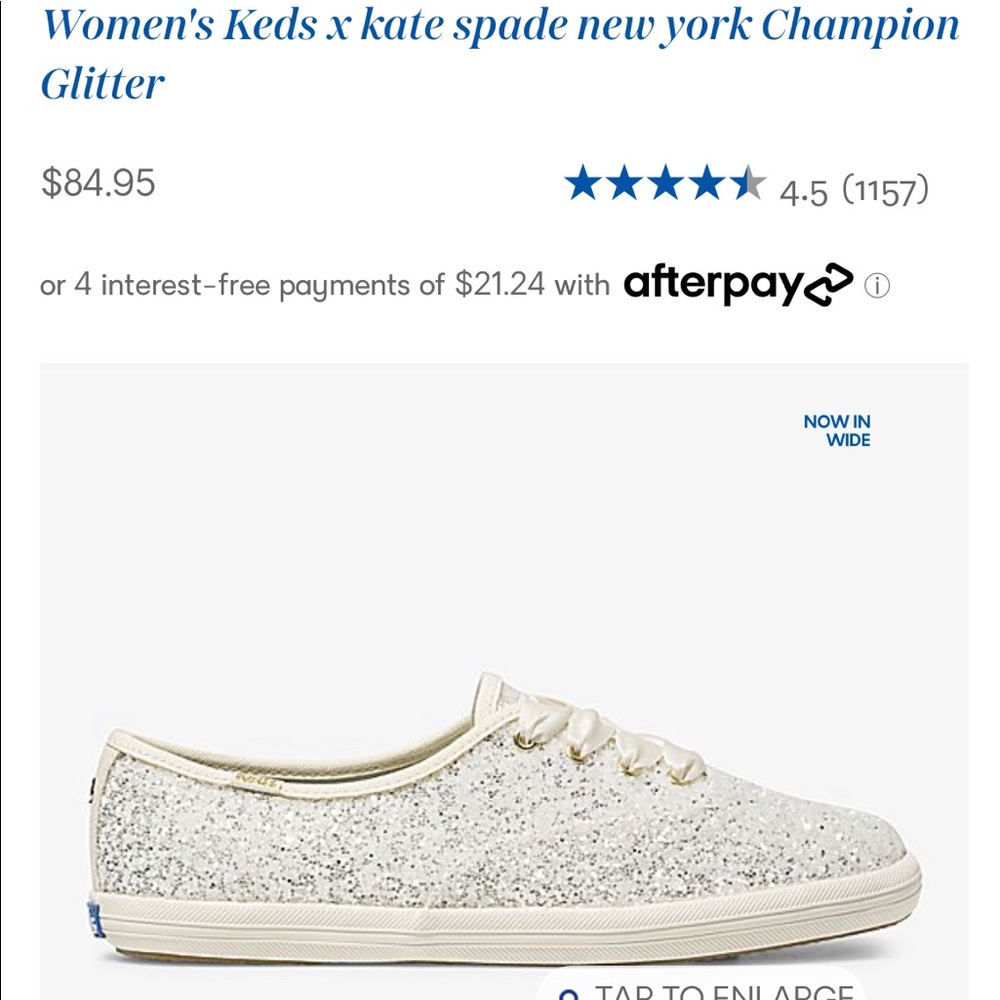 Kate Spade Keds Glitter - Cream size 7.5